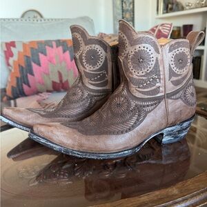 Old Gringo Brown Ankle Boots with Intricate Design